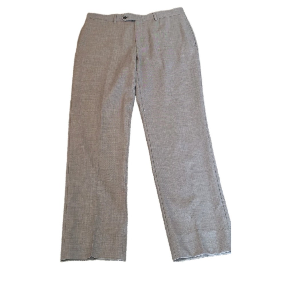 Tommy Hilfiger 33x32 Mens Light Brown 100% Wool Dress Pants Flat Front Quiet Lux